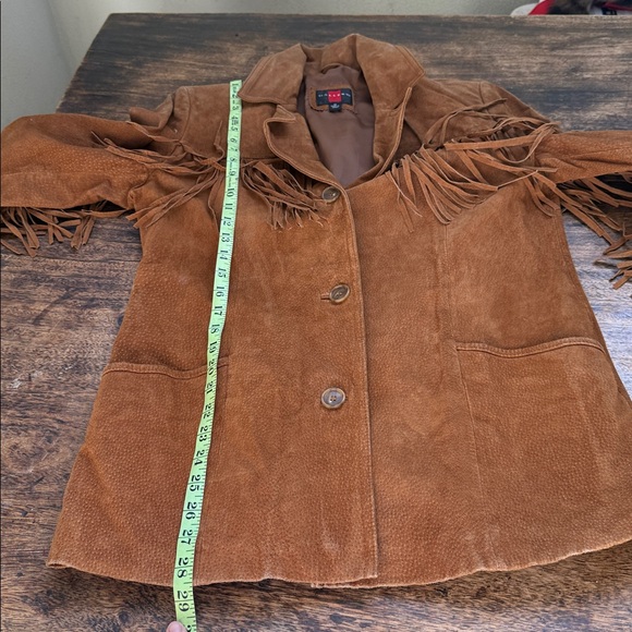Vintage suede leather Brown Fringe Jacket - Picture 16 of 17